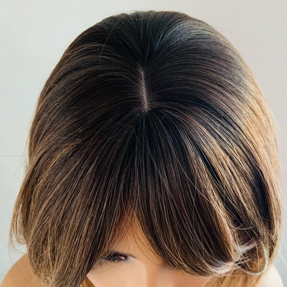 Very Pretty 16” Toffee Brown Mix Color Synthetic Wig with Bangs - Picture 2 of 5